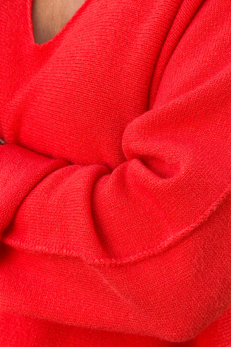 Pull moelleux tout doux orange sanguine col v