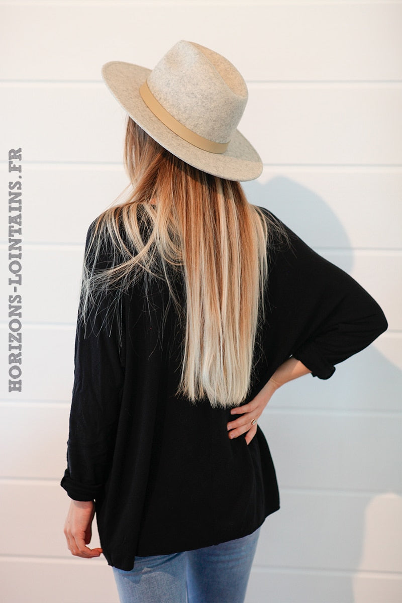 Black v-neck sequin fishbone sweater