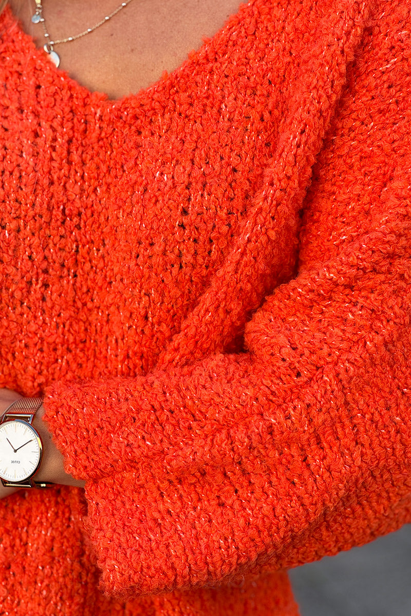 Pumpkin Fuzzy Knit Alpaca Sweater