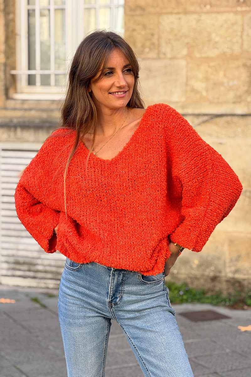 Pumpkin Fuzzy Knit Alpaca Sweater