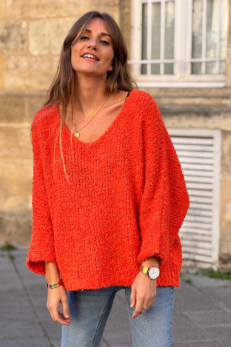 Pumpkin Fuzzy Knit Alpaca Sweater