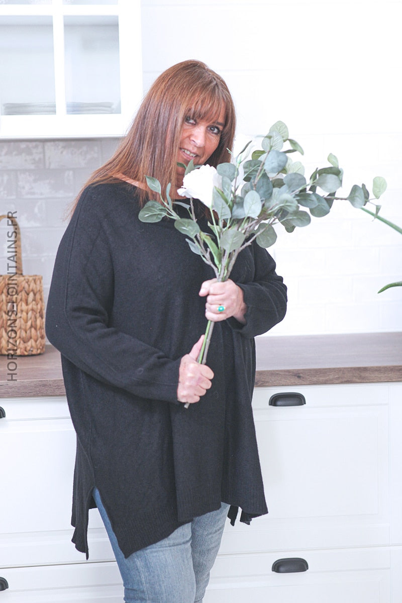Pull oversize manches 3/4 resserrées noir