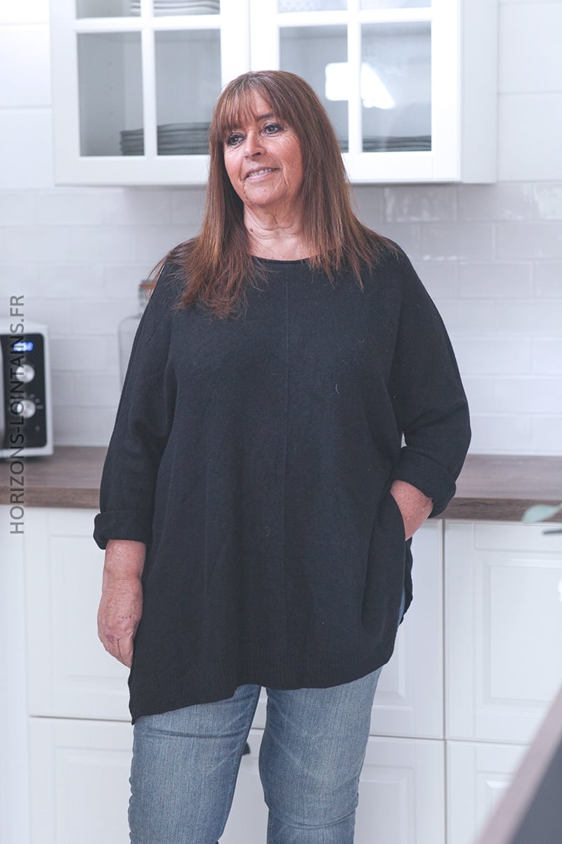 Pull oversize manches 3/4 resserrées noir