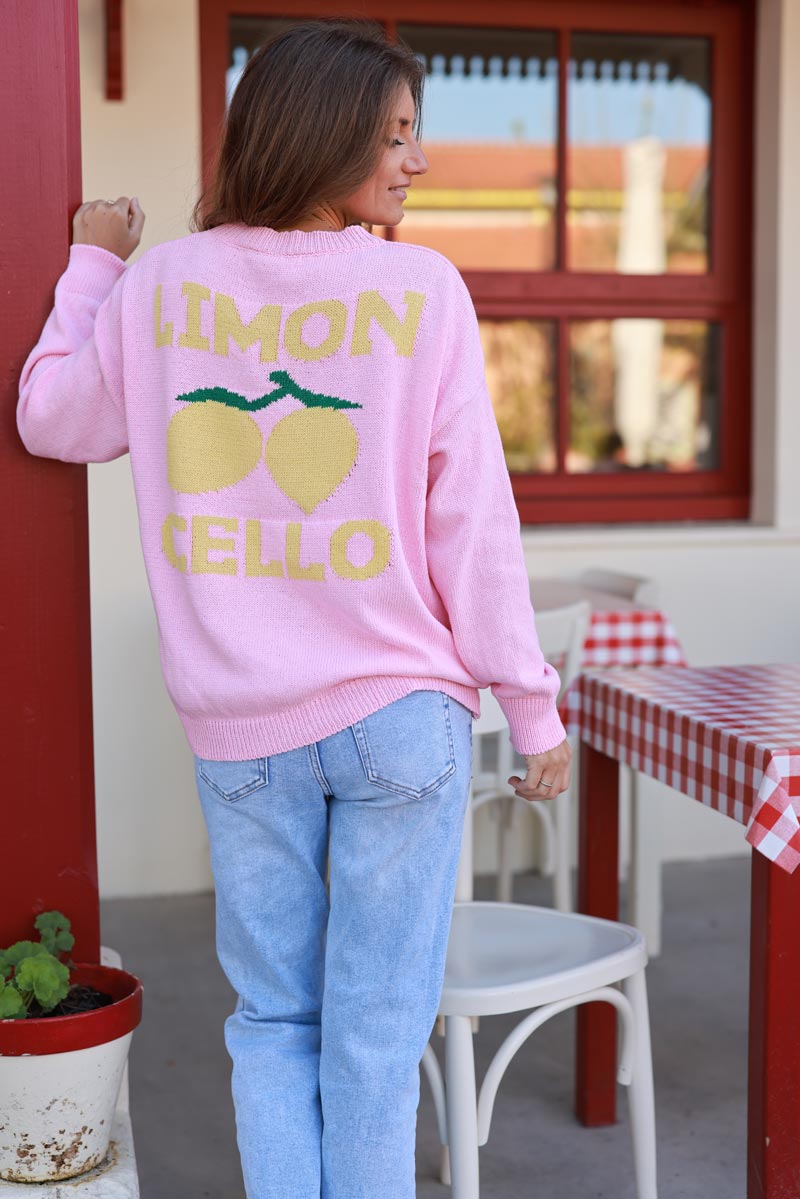 Suéter de punto de verano rosa en mezcla de algodón Limoncello limones