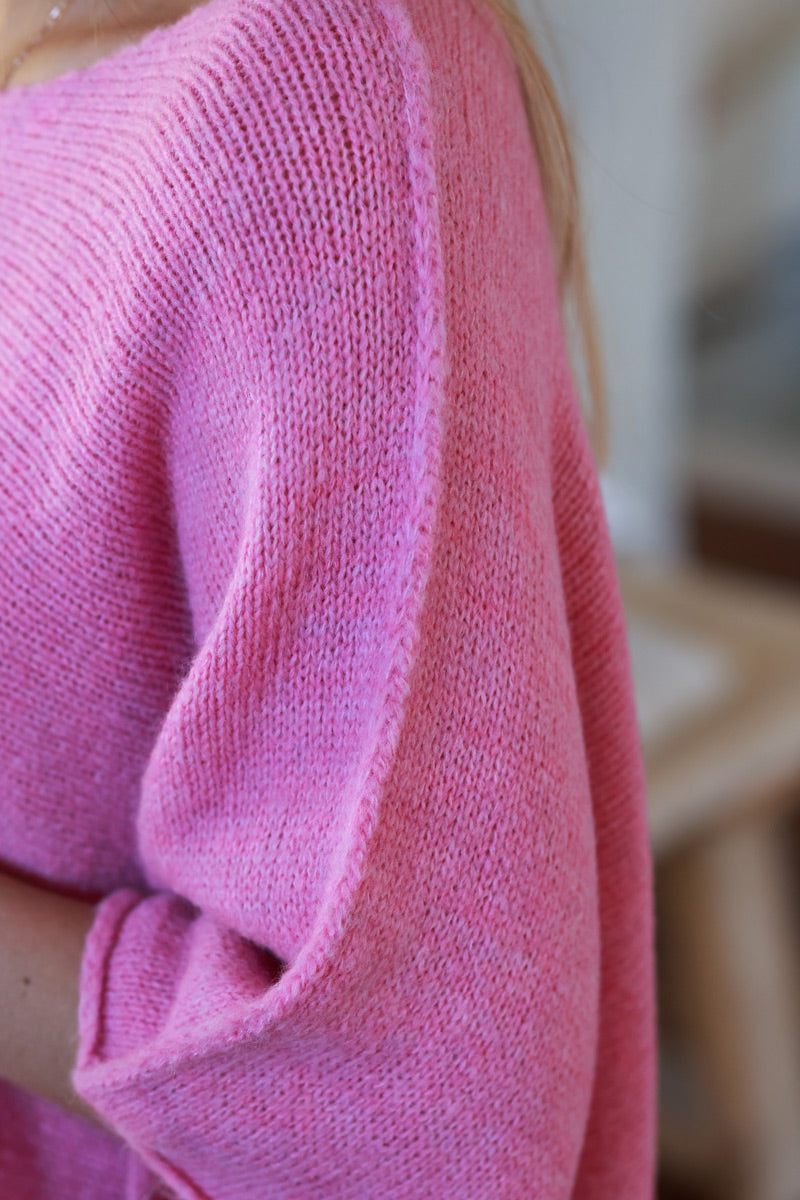 Pink Wool Blend Cropped Jumper