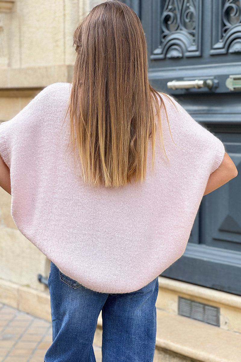 Blush V-Neck Sweater Poncho