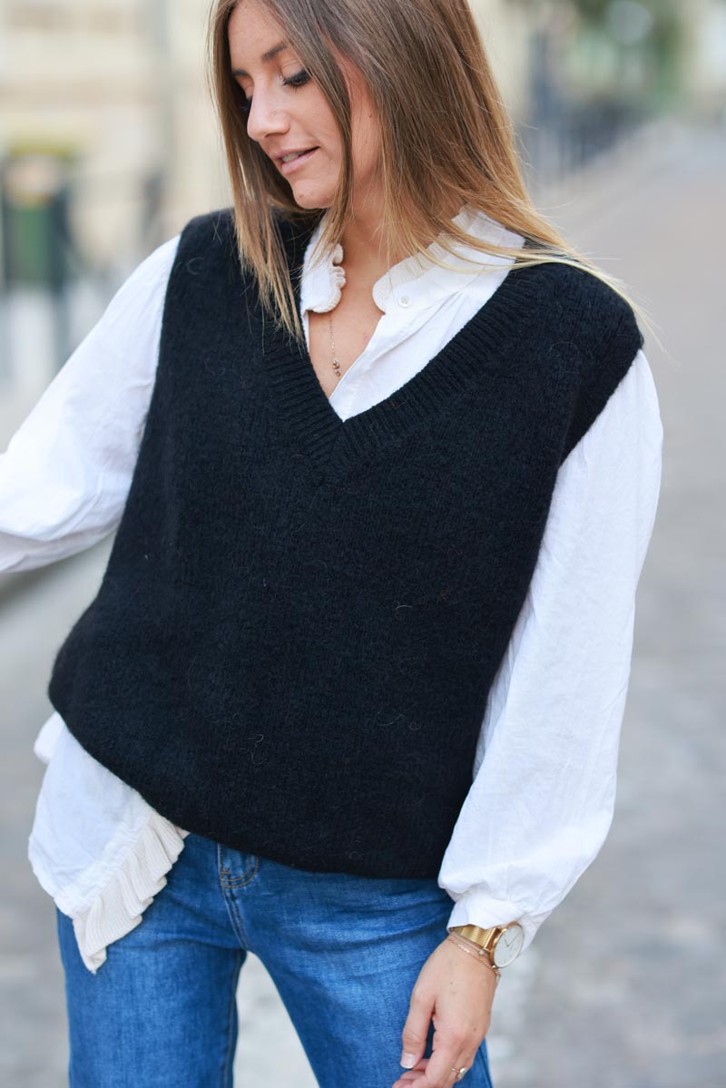 Débardeur Femme Col Rond Tricoté Côtelé - Sans Manches, Boutonnée, Ample, Pour Printemps/automne/hiver, Plusieurs Couleurs