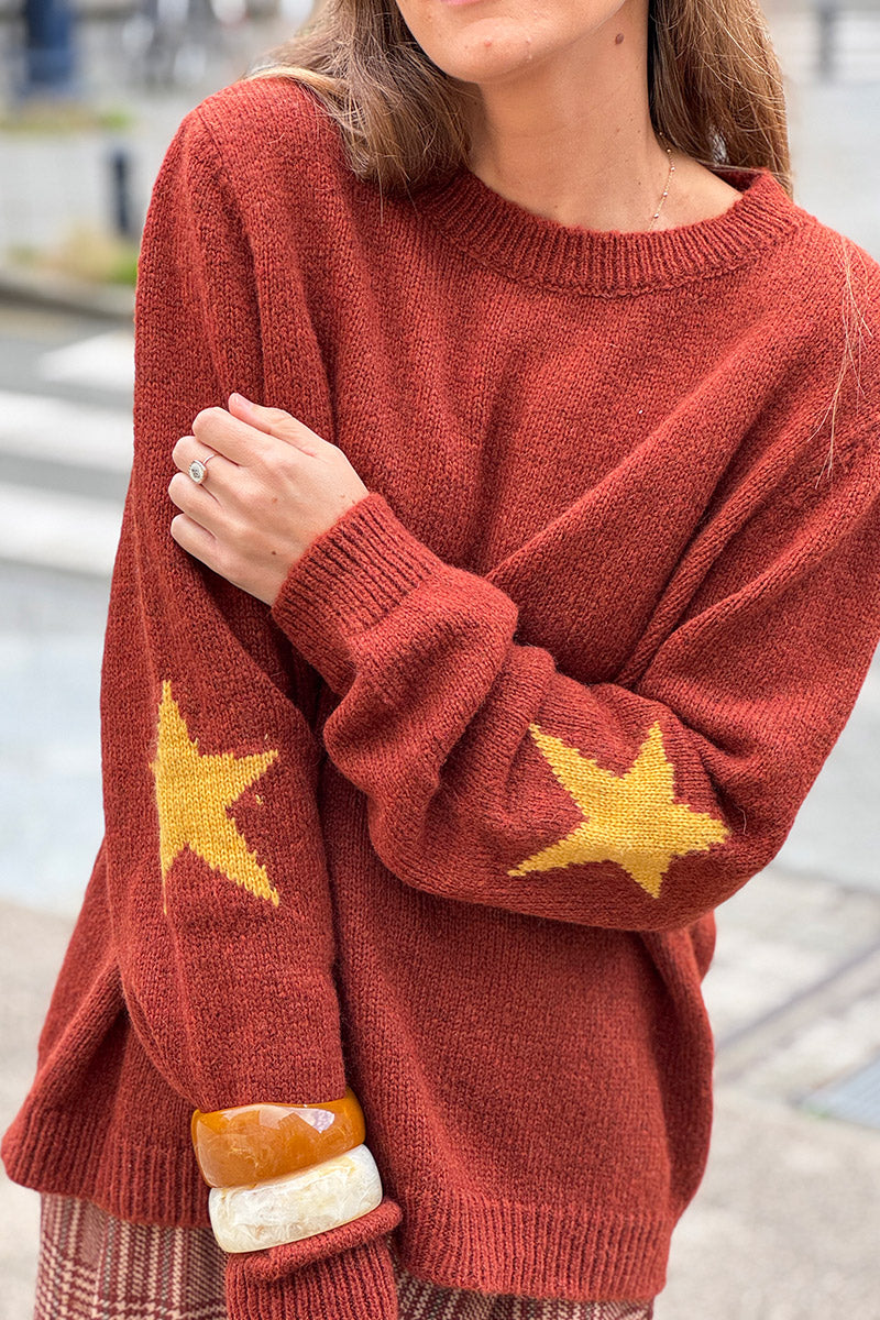 Pumpkin Star Sleeve Knit Sweater