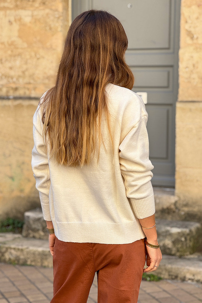 Cream Teddy Bear Soft Knit Sweater