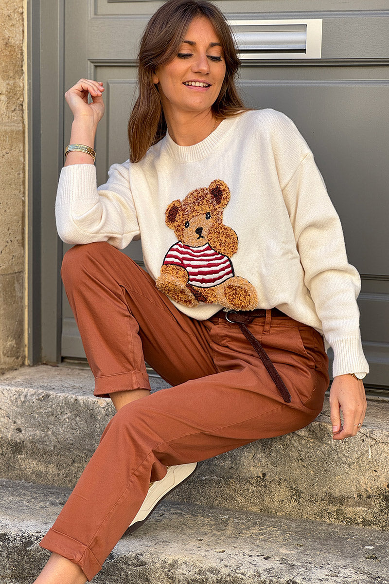 Cream Teddy Bear Soft Knit Sweater