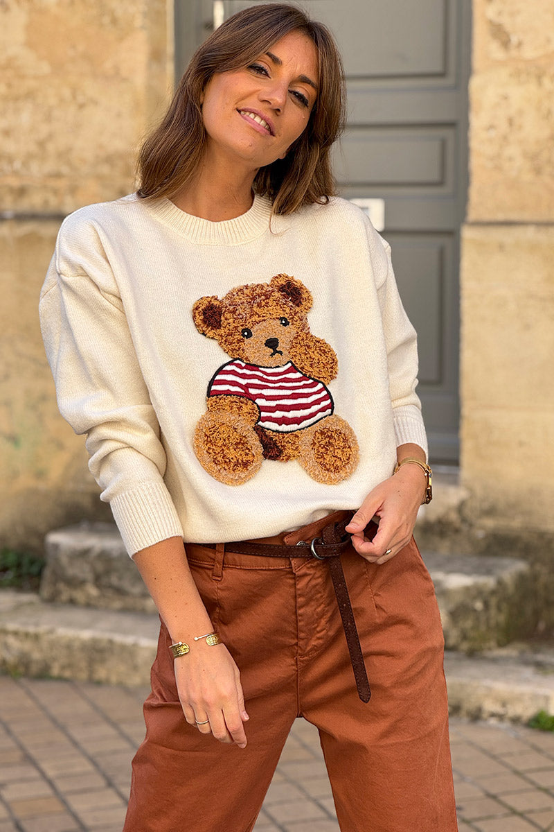 Cream Teddy Bear Soft Knit Sweater