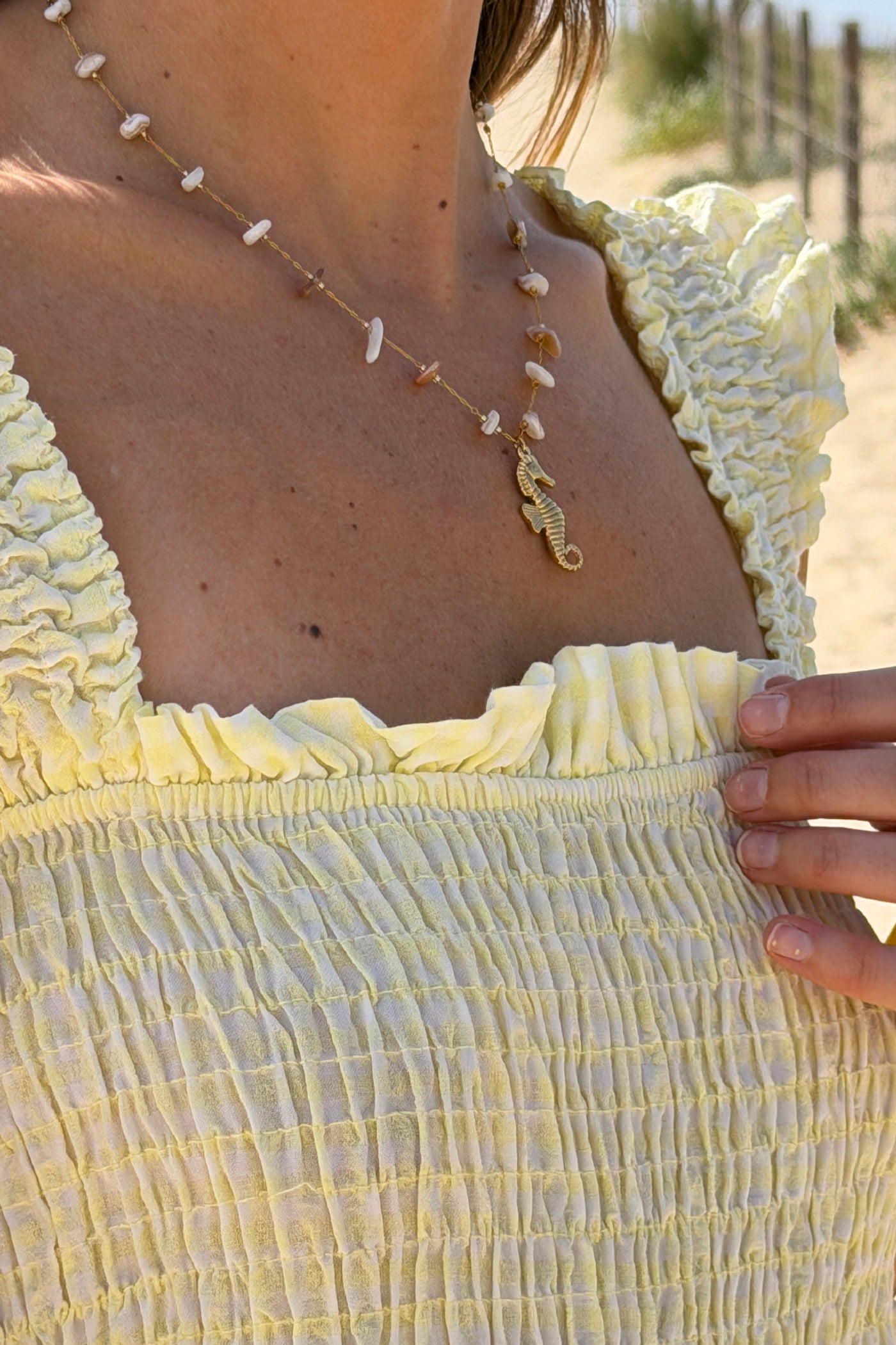Butter Yellow Gingham Smocked Sun Dress