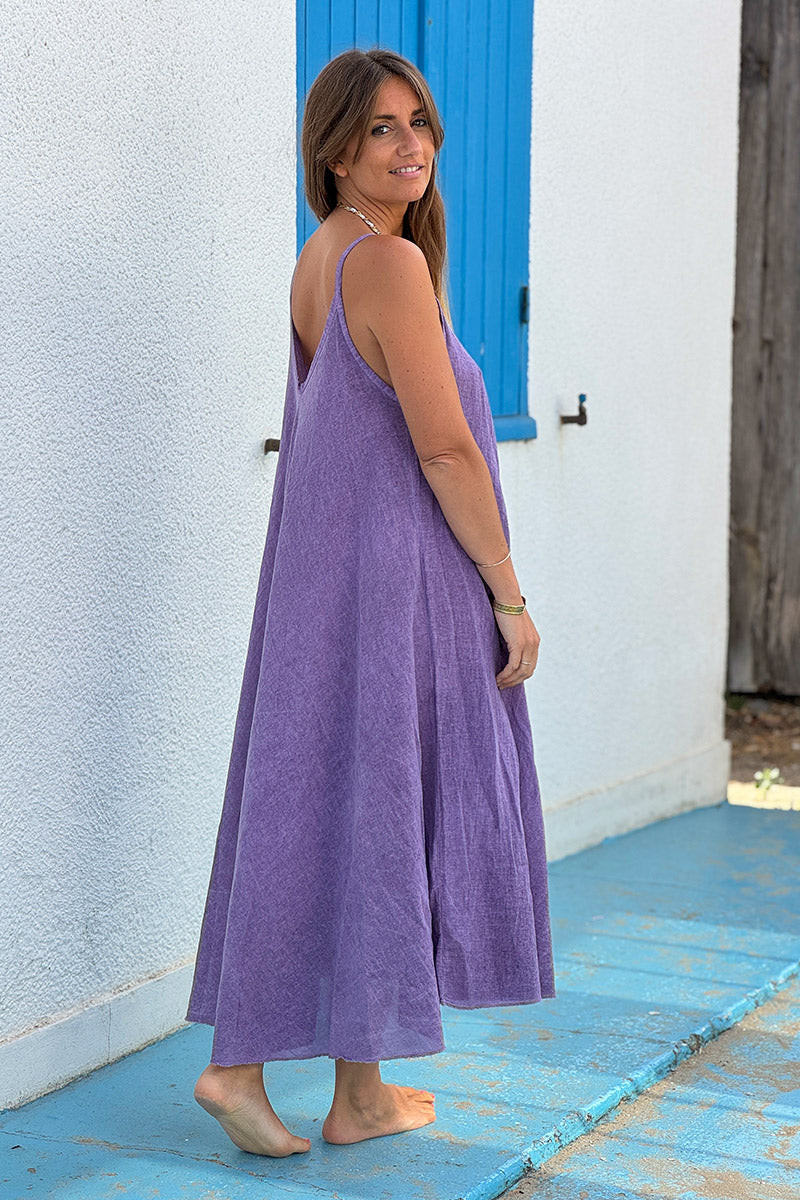 Purple Linen Strappy Sundress