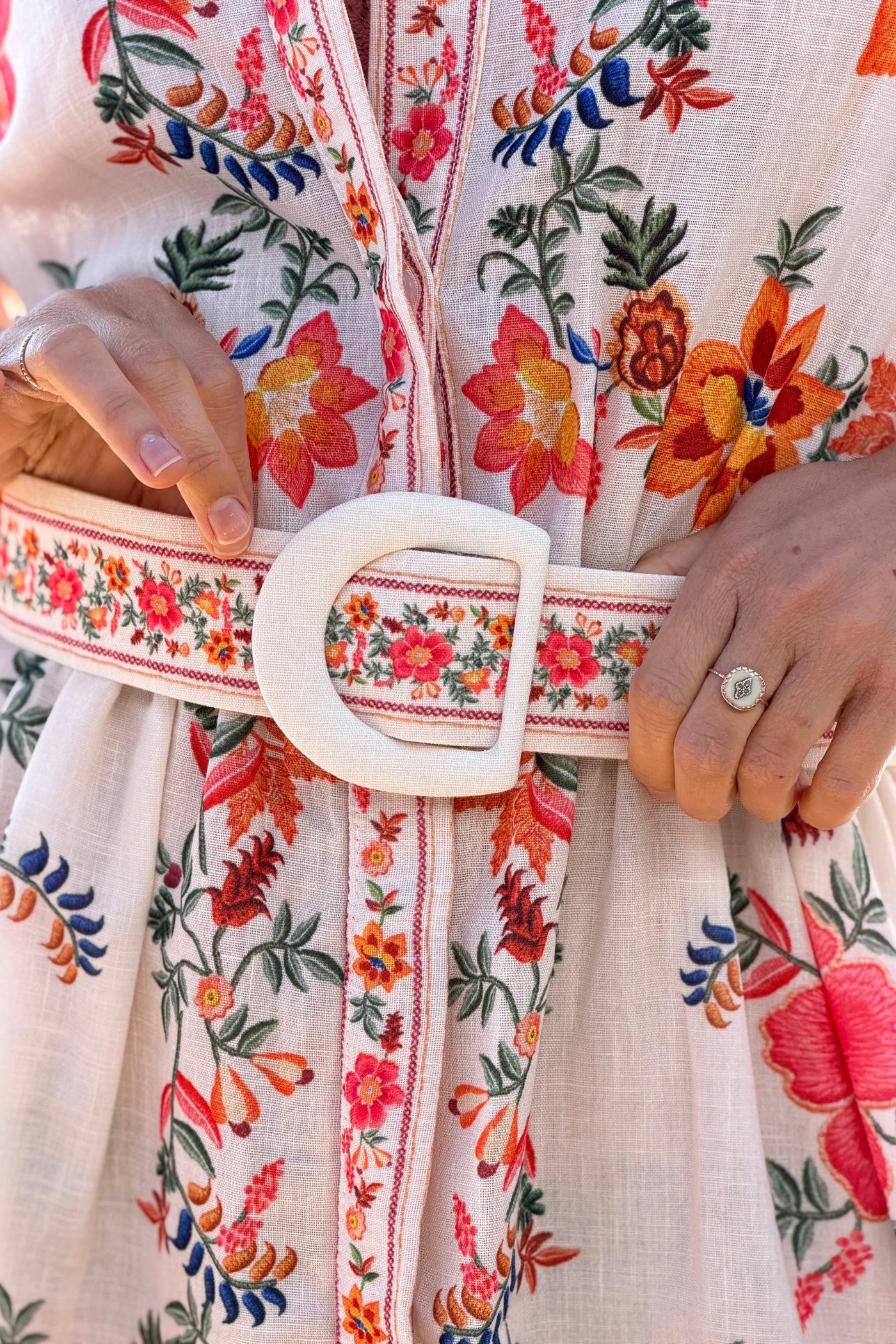 Cream Floral Border Print Midsommar Dress