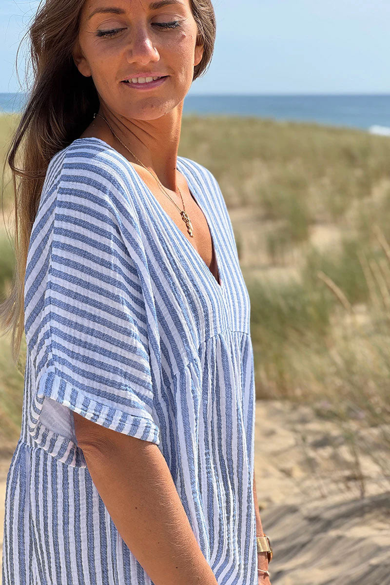 Blue Striped Gauze Sundress