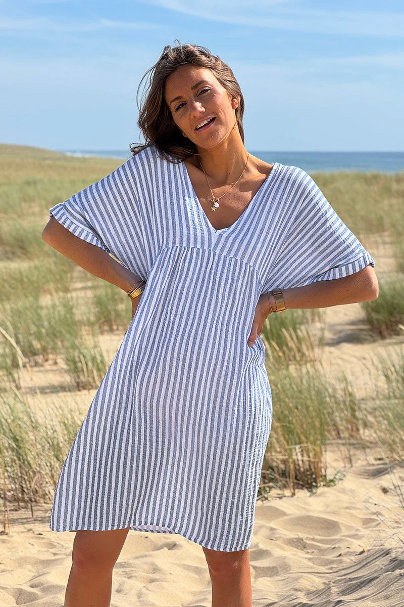 Blue Striped Gauze Sundress
