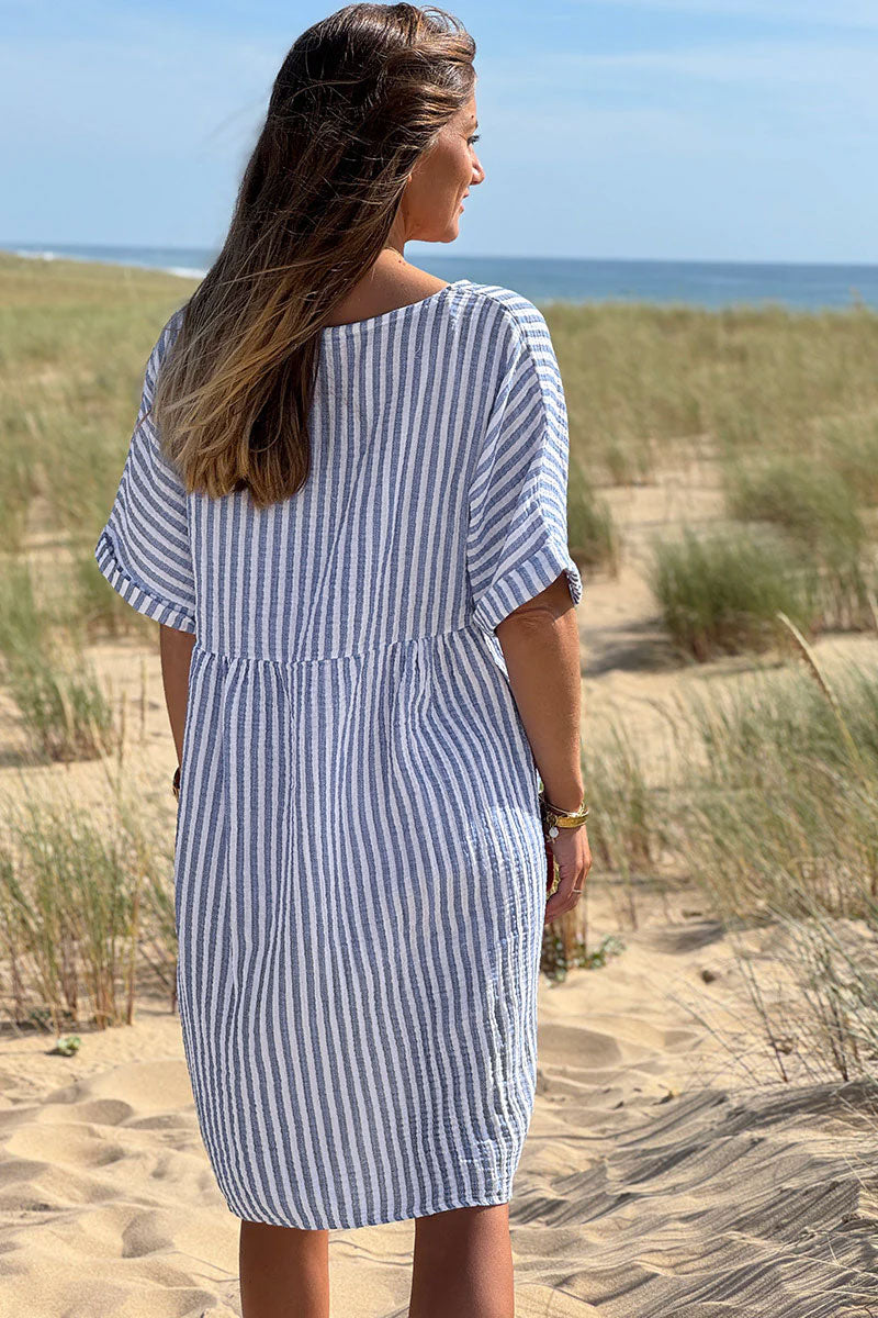 Blue Striped Gauze Sundress