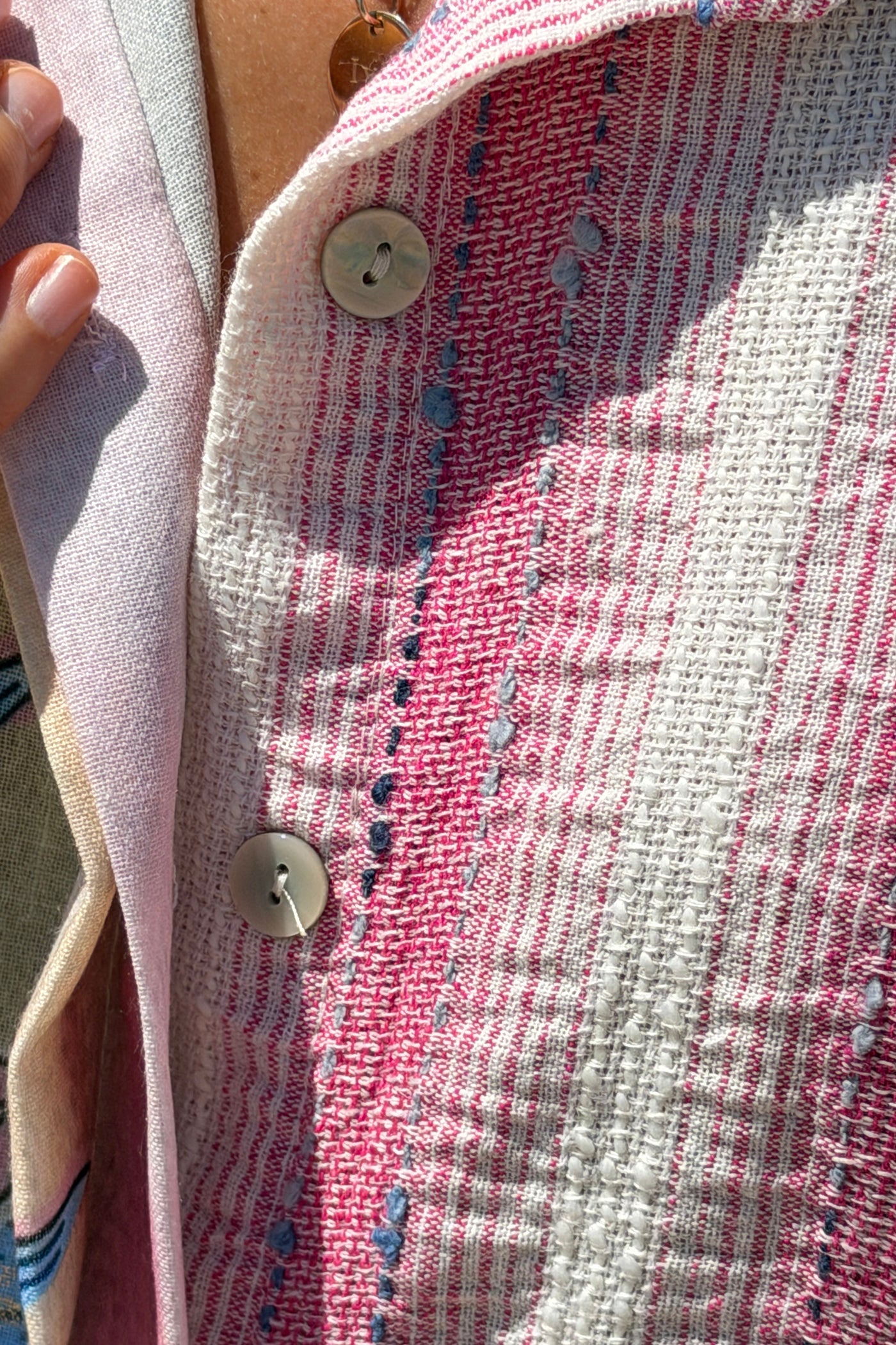 Pink “Happy Days” Pastel Stripe Gauze Caftan