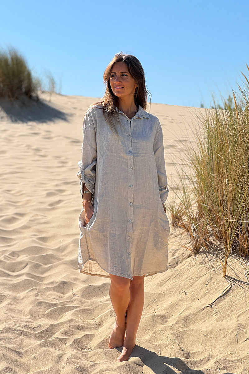 Beige gray Shirt Dress