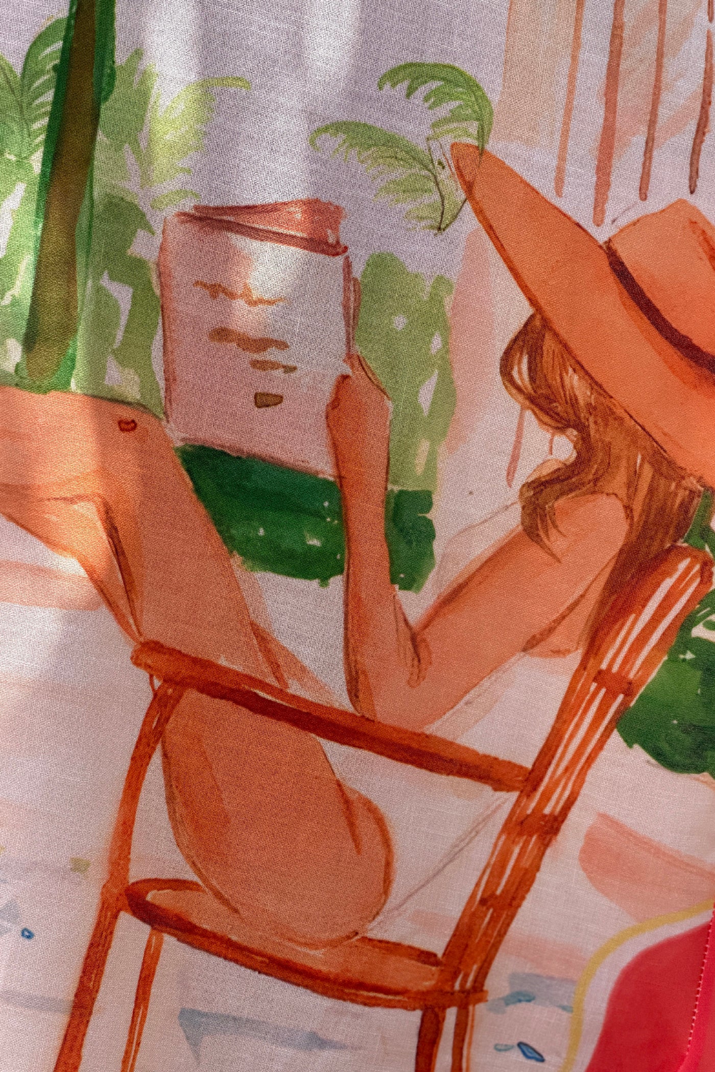 Robe chemise longue et large en coton imprime Vacances surfeurs et citrons