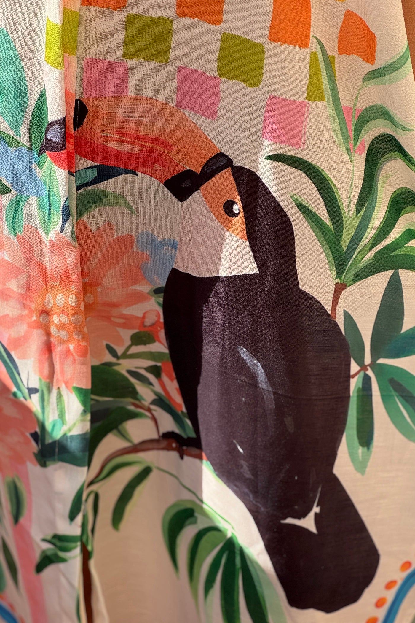 White Paradise Print Button-Down Caftan