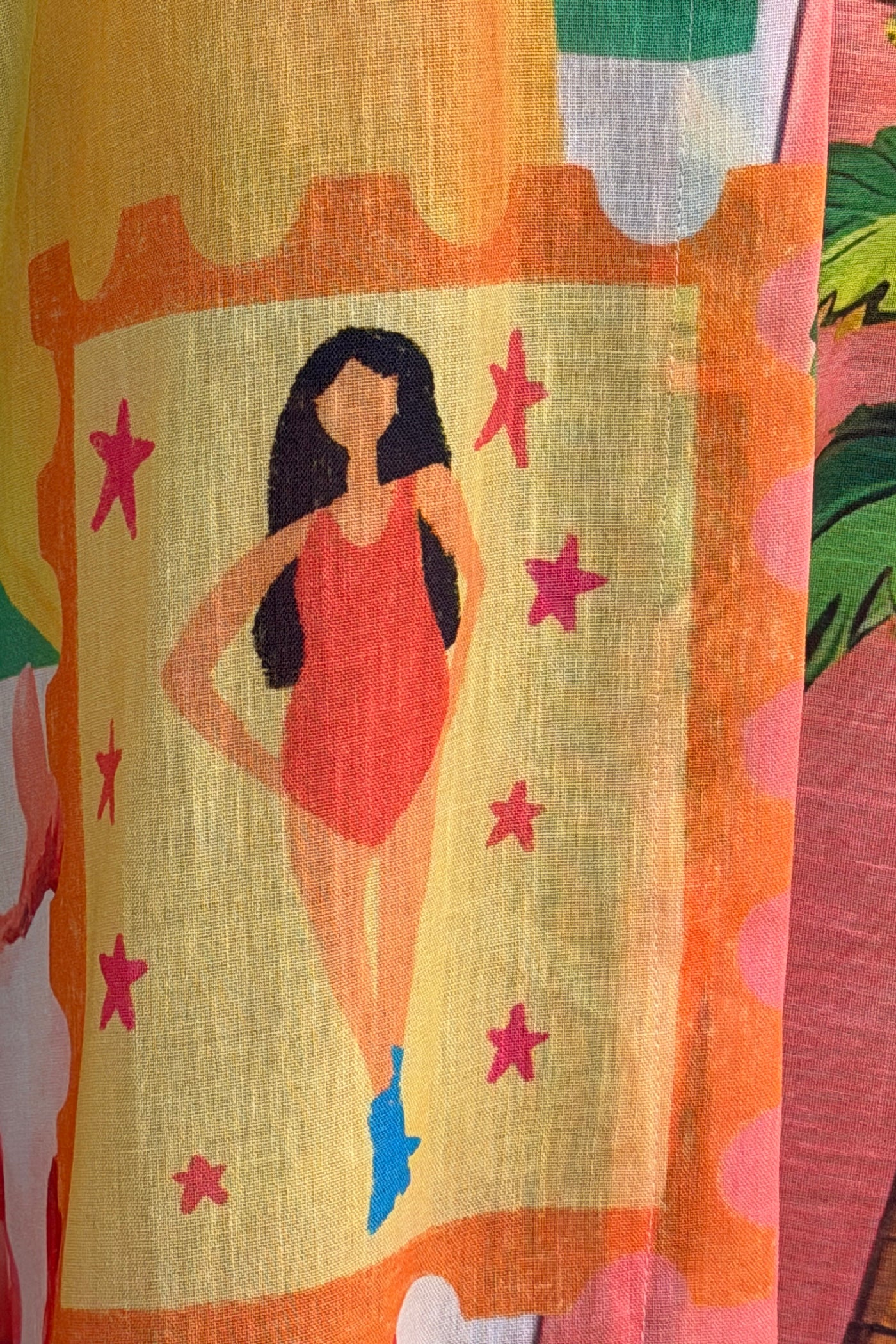 Orange “La Palma” Tropical Motif Caftan