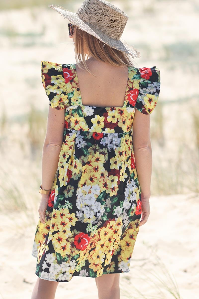 Robe-col-carre-motif-floral-jaune-E090-(1)