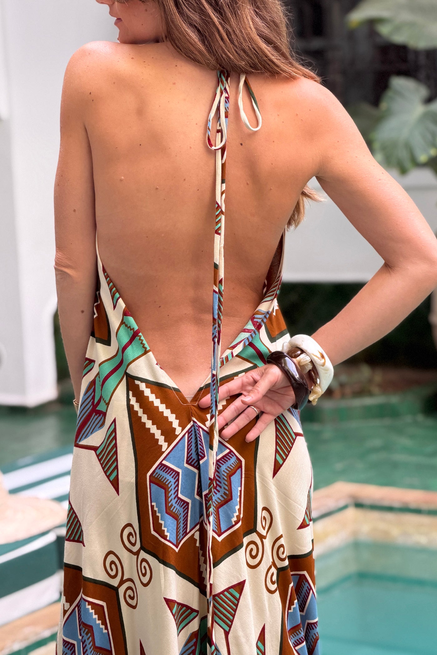 Beige Ankara Print Elegant Maxi Dress