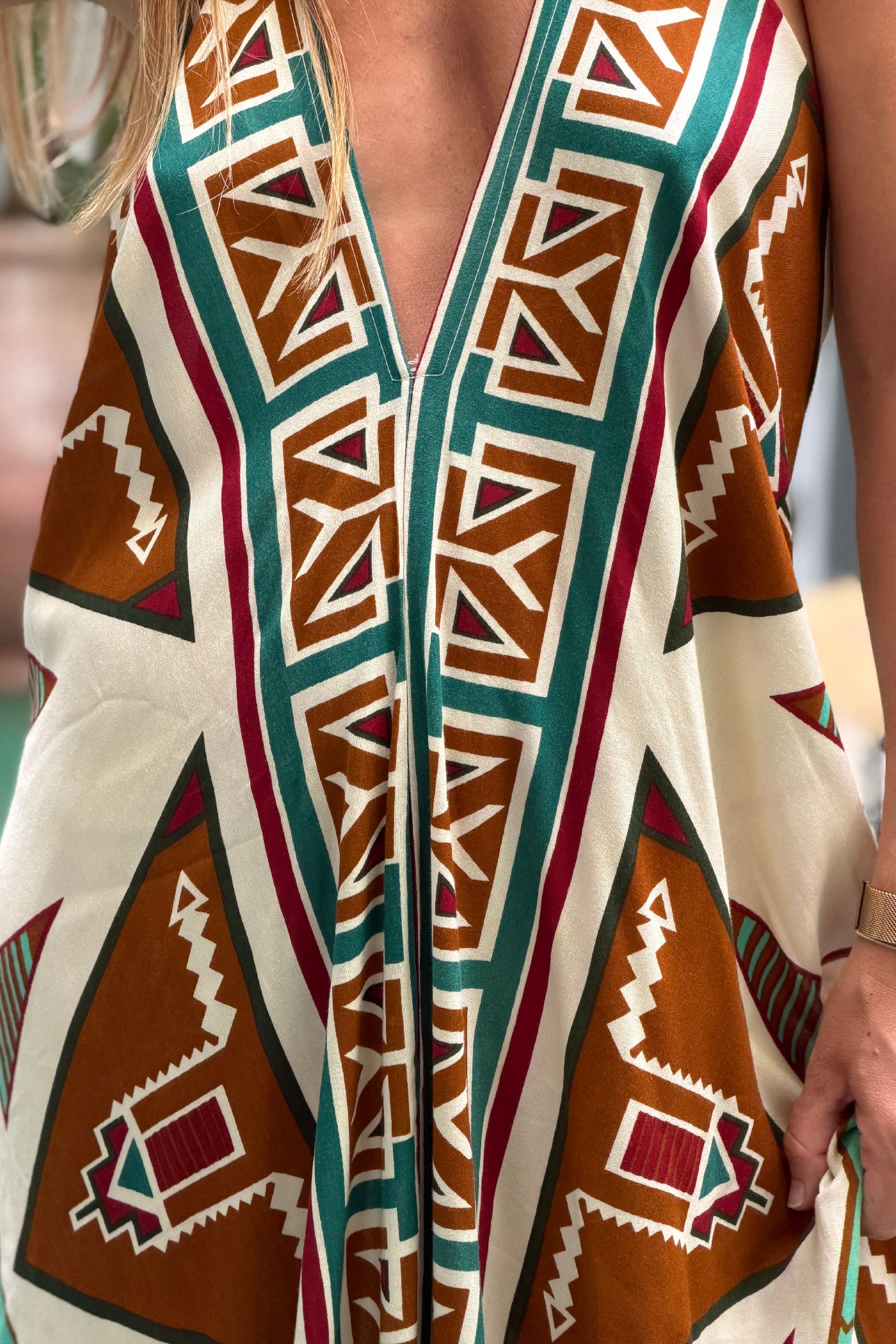 Beige Ankara Print Elegant Maxi Dress