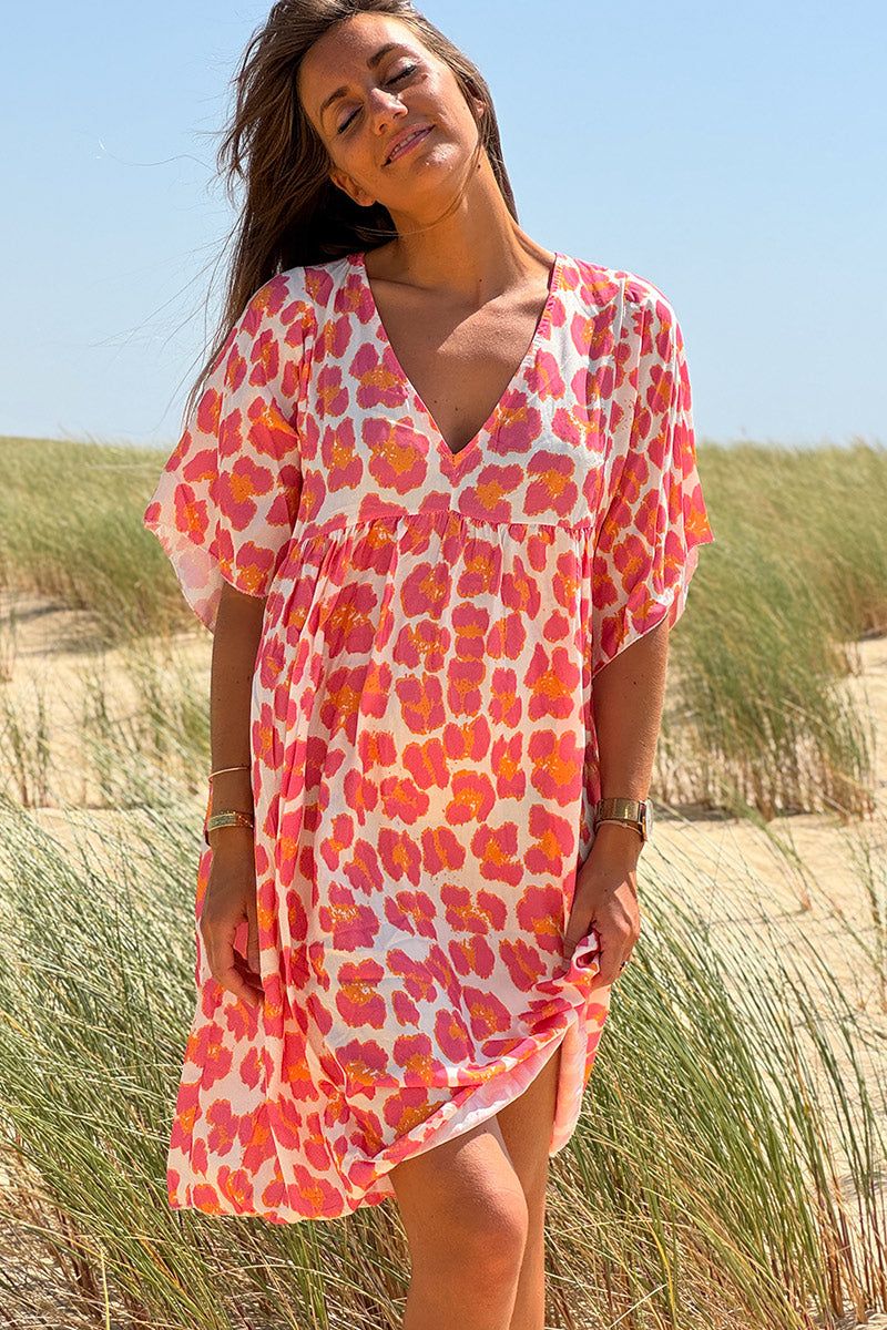 pink and orange leopard print dress Amarra 89289