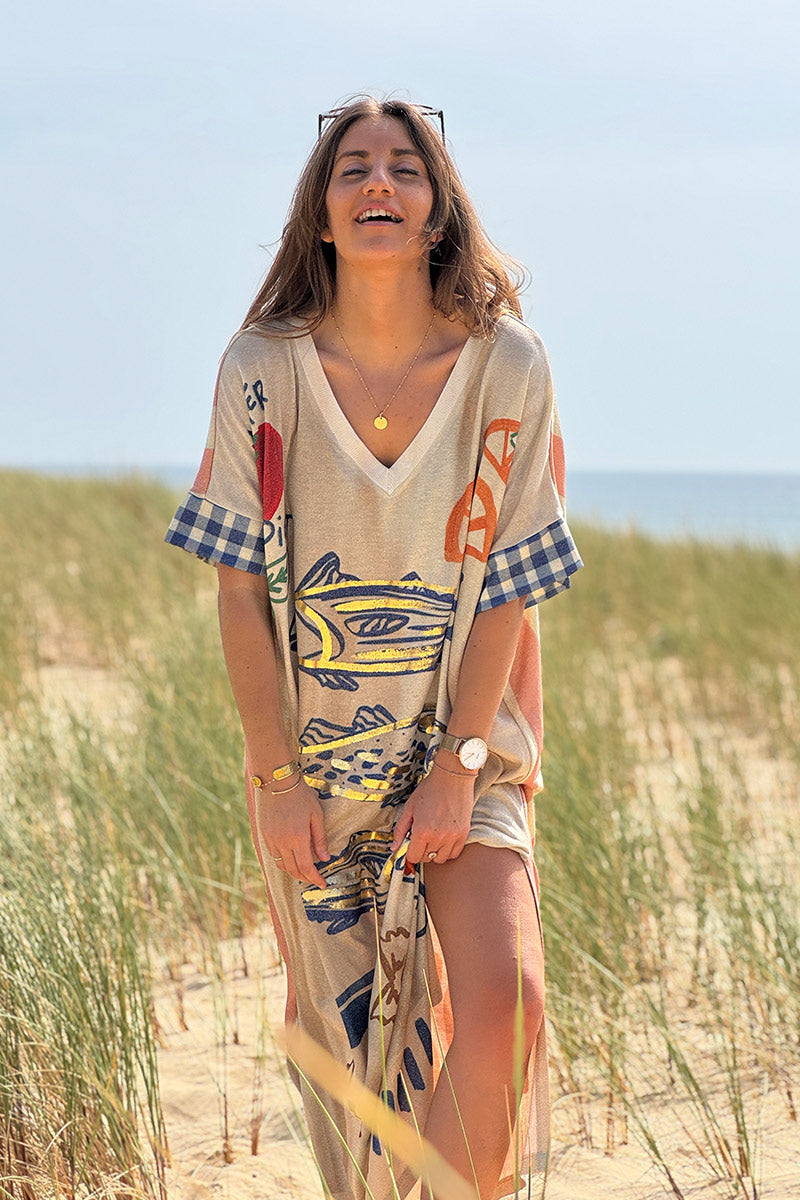 Beige Glitter Knit Summer Sardines Dress