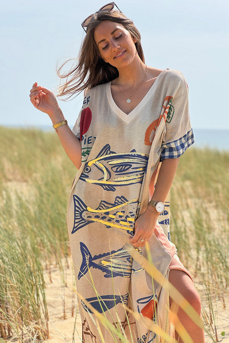 Beige Glitter Knit Summer Sardines Dress