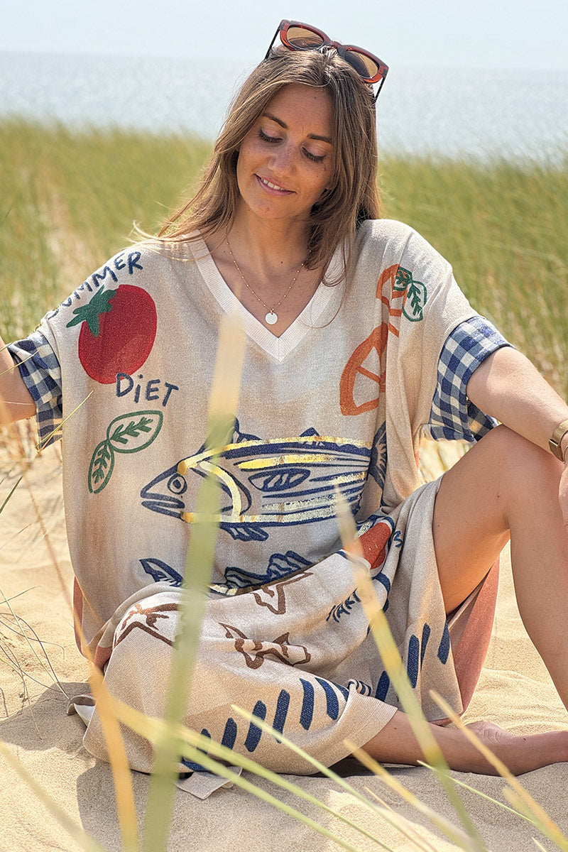 Beige Glitter Knit Summer Sardines Dress
