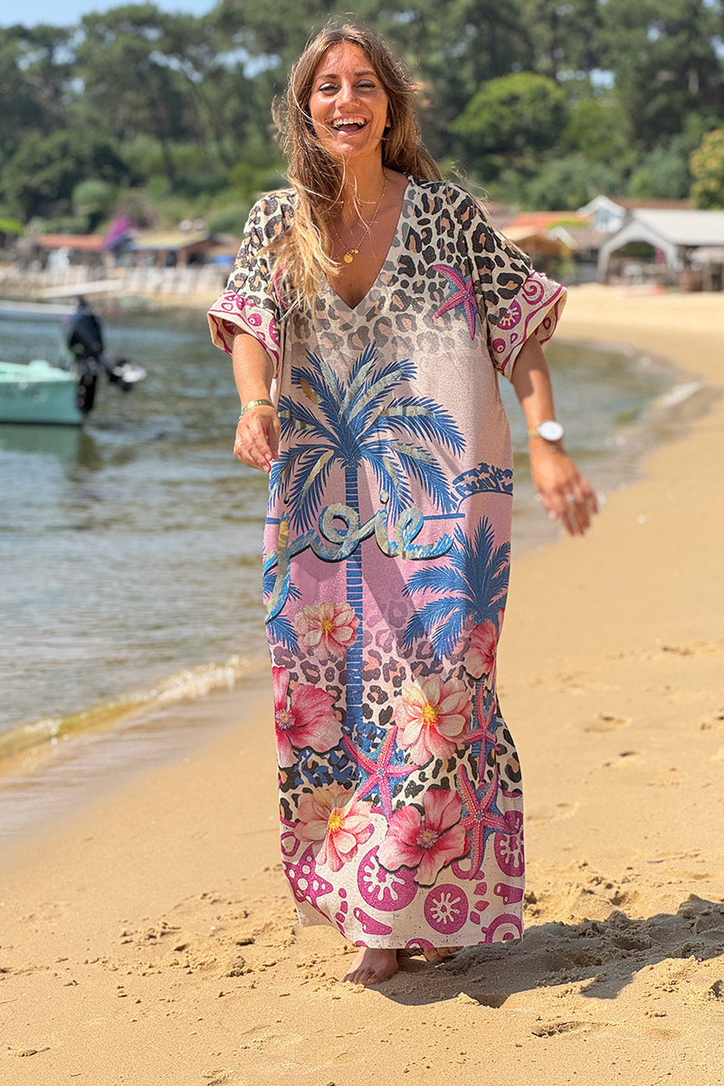 Pink Tropical Dreams Boho Maxi Dress