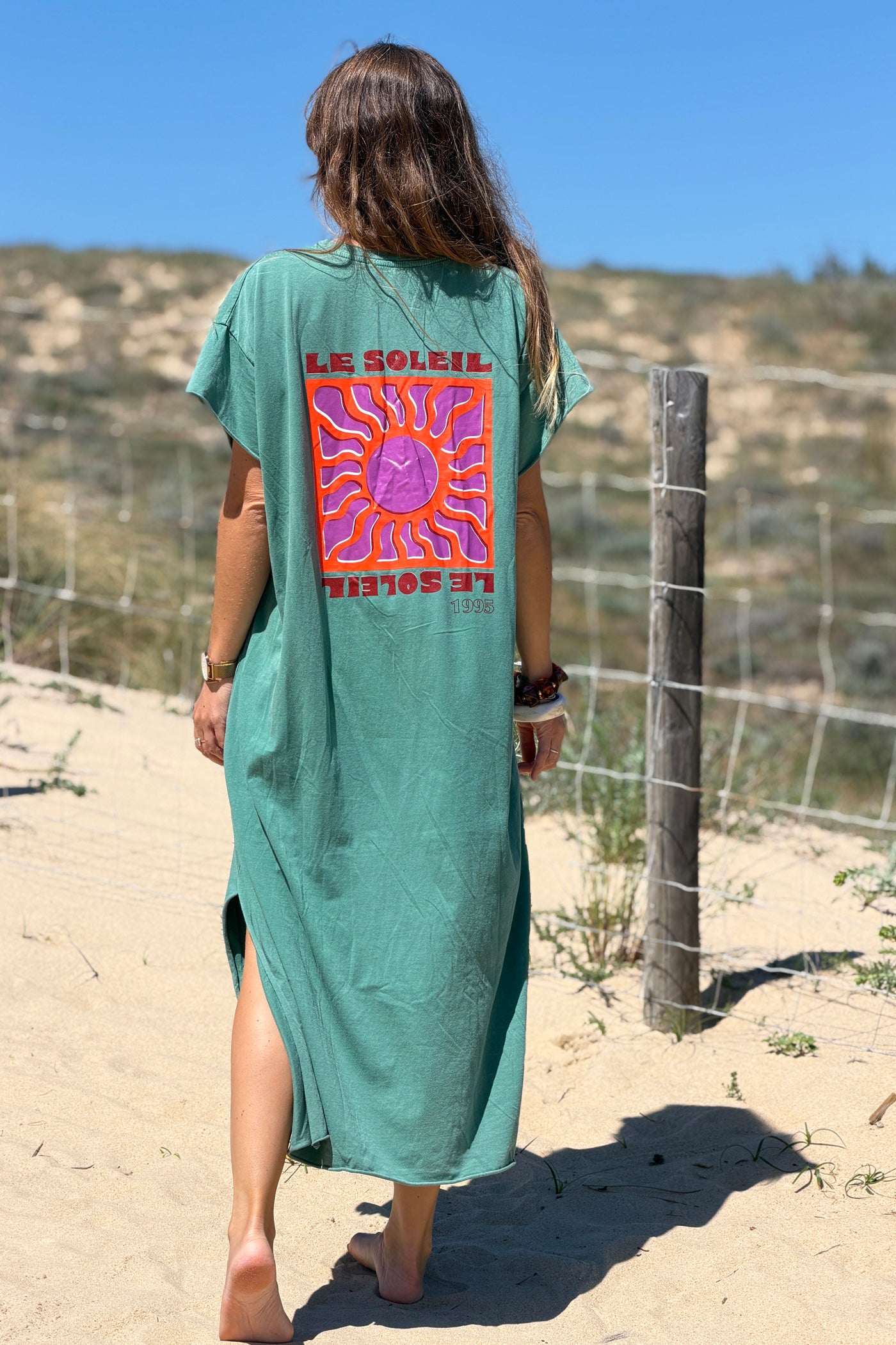 Sage Le Soleil V-Neck T-Shirt Dress