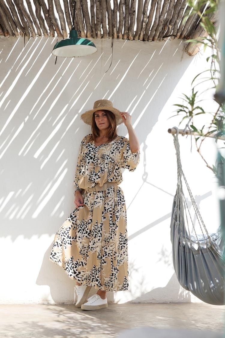 Robe longue fluide online leopard