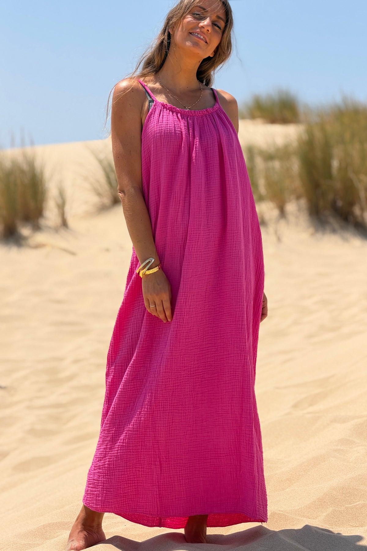 long pink summer dress Hot Crinkle Gauze Maxi Size:Shoe Size 8-11 / Socks Size 10-11 / EU Shoe Size 40-44 Romaine Salad with Lemon-Cream DR2000226999B hem skirt