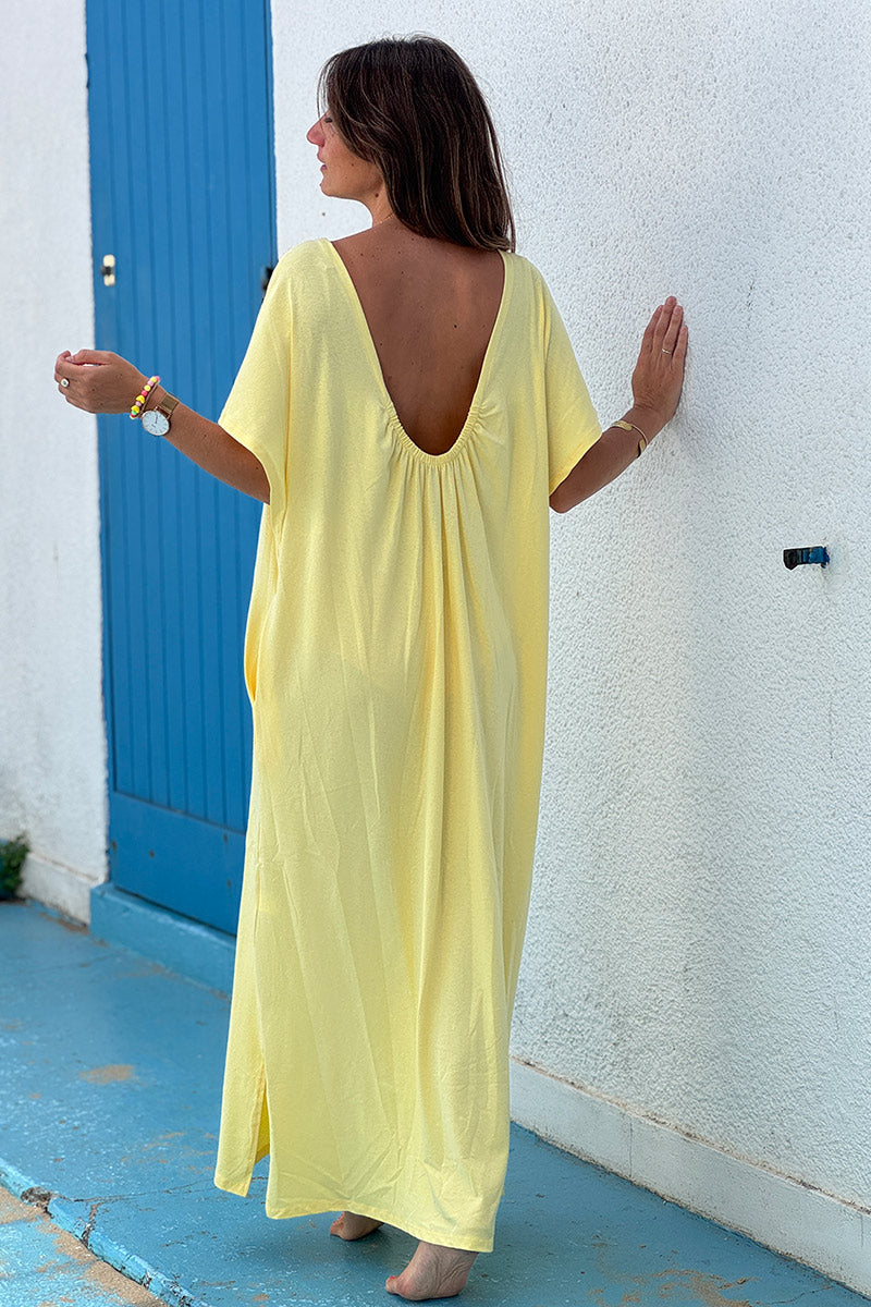 Yellow Jersey Knit Maxi Dress