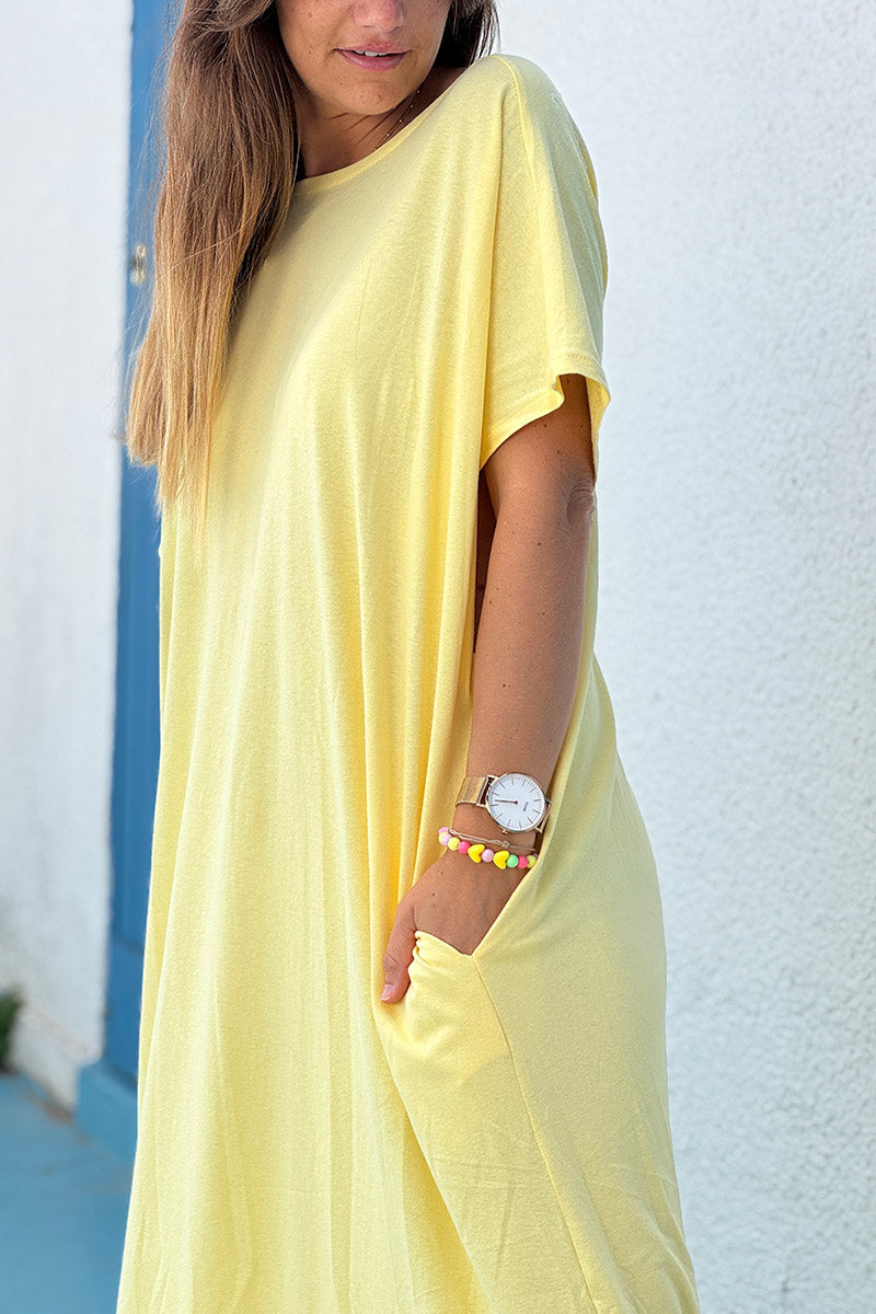 Yellow Jersey Knit Maxi Dress