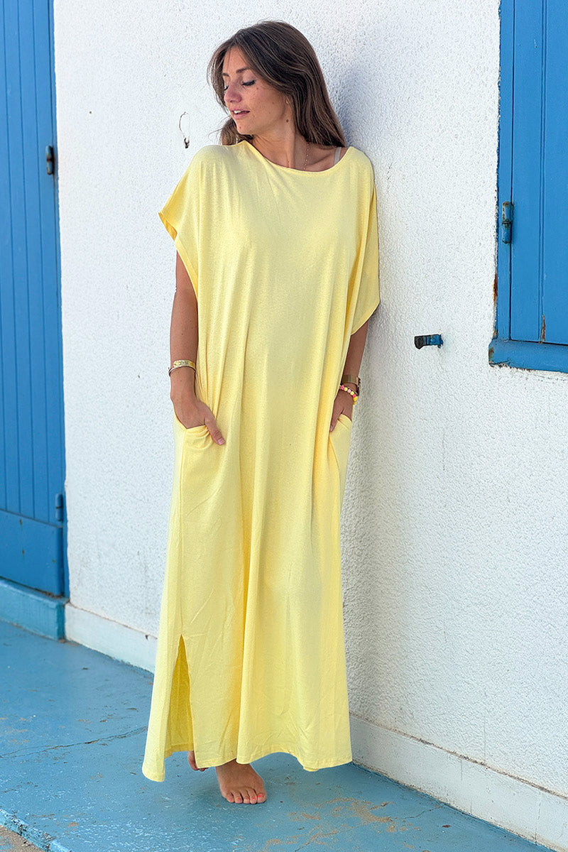 Yellow Jersey Knit Maxi Dress