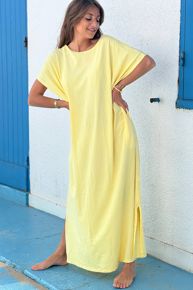 Yellow Jersey Knit Maxi Dress