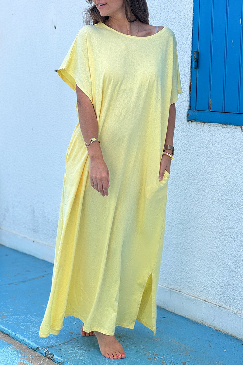 Yellow Jersey Knit Maxi Dress