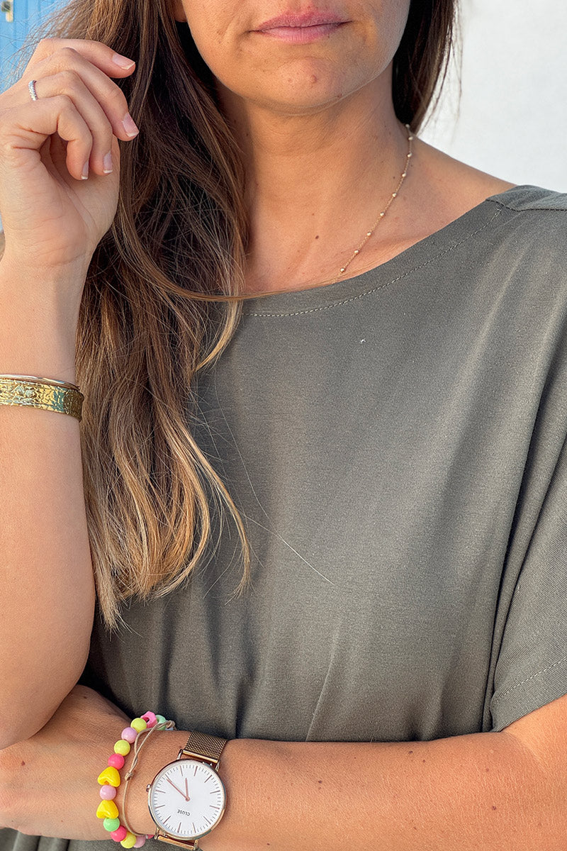 Olive Jersey Knit Maxi Dress