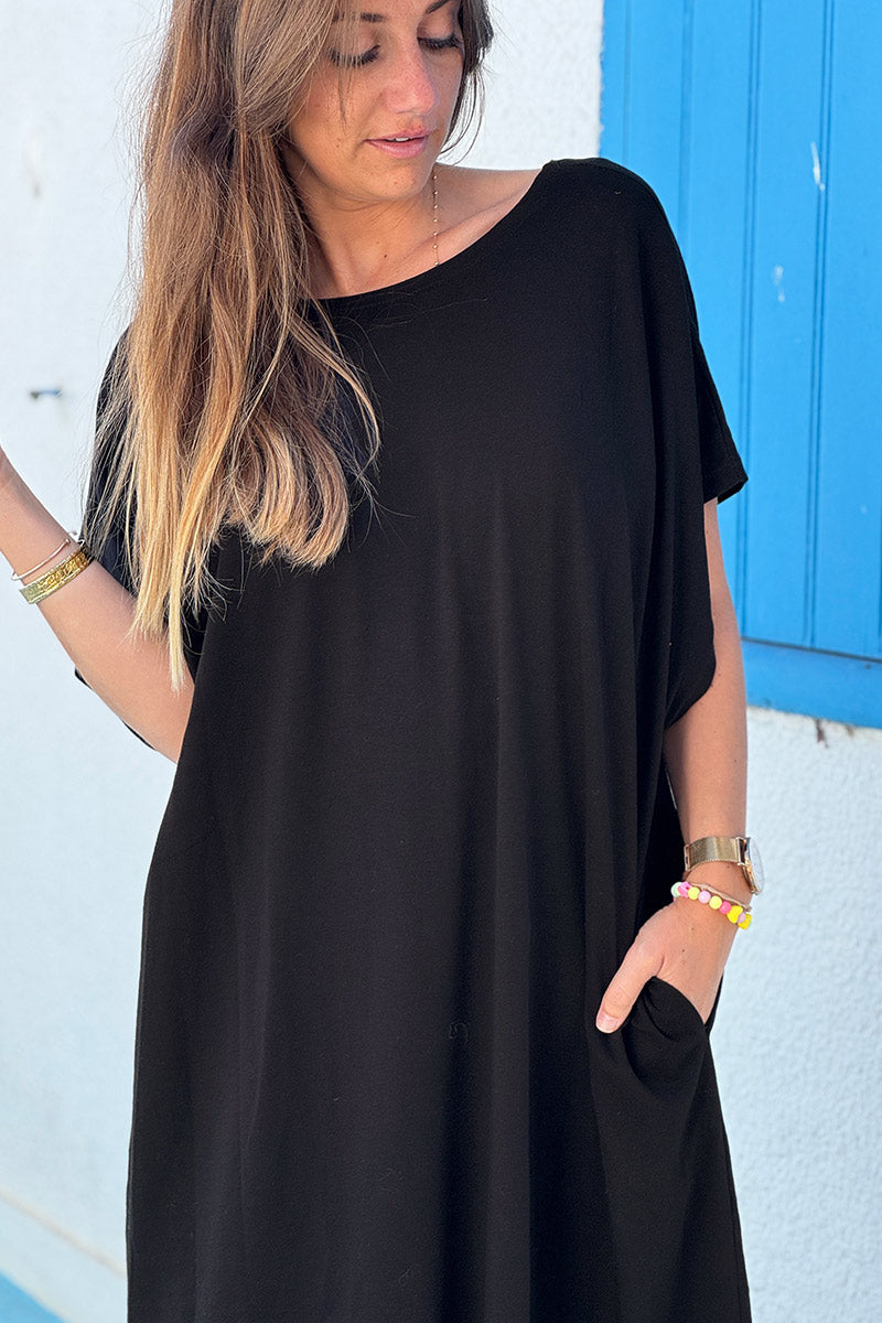 Black Jersey Knit Maxi Dress