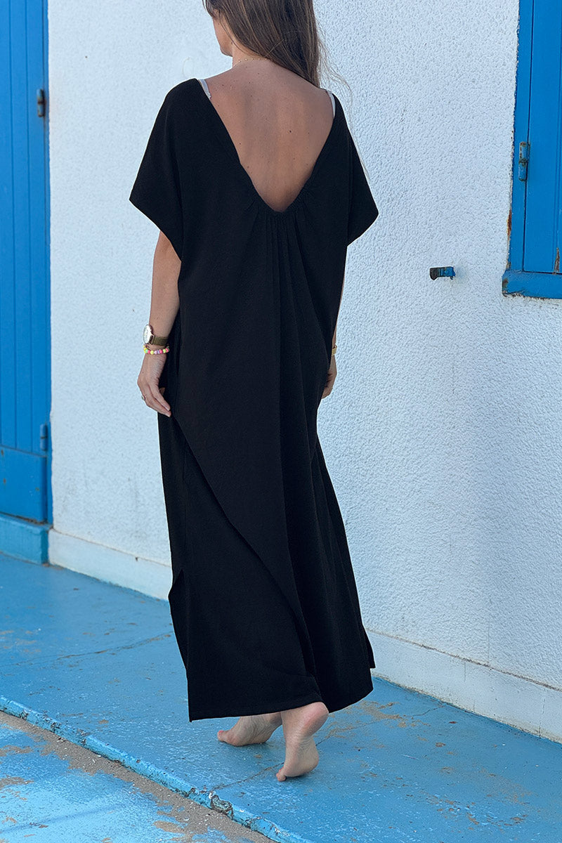Black Jersey Knit Maxi Dress