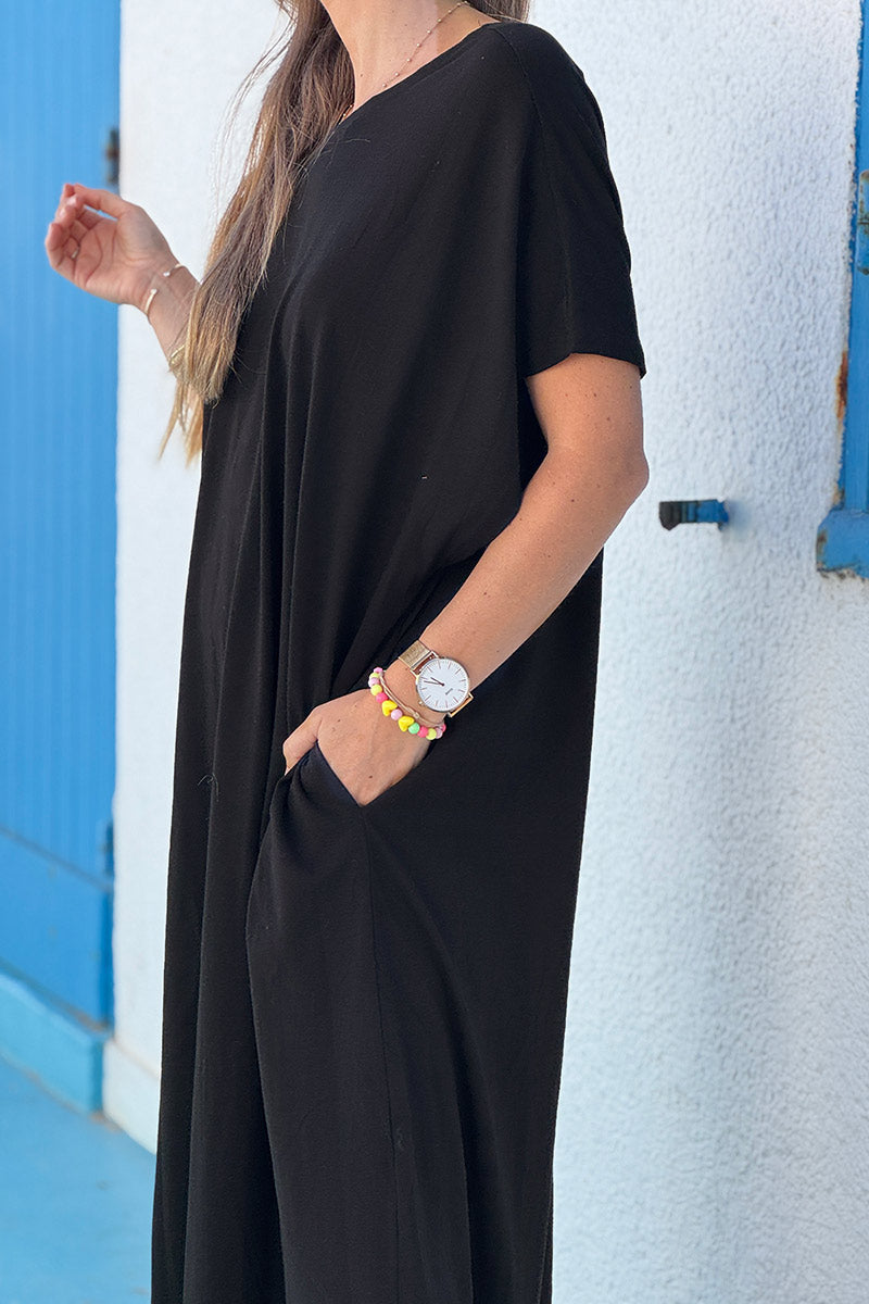 Black Jersey Knit Maxi Dress