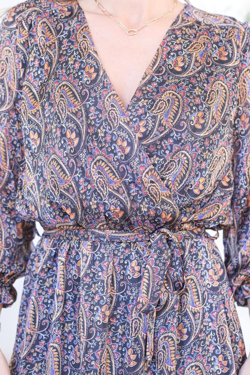 Robe mi longue cache coeur effet satine imprime cachemire e225 (1)