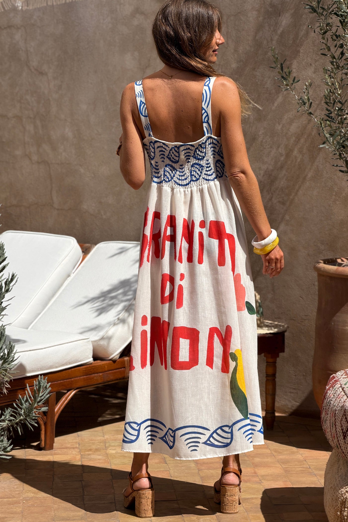 Off White Mediterranean Vibes Seaside Sun Dress