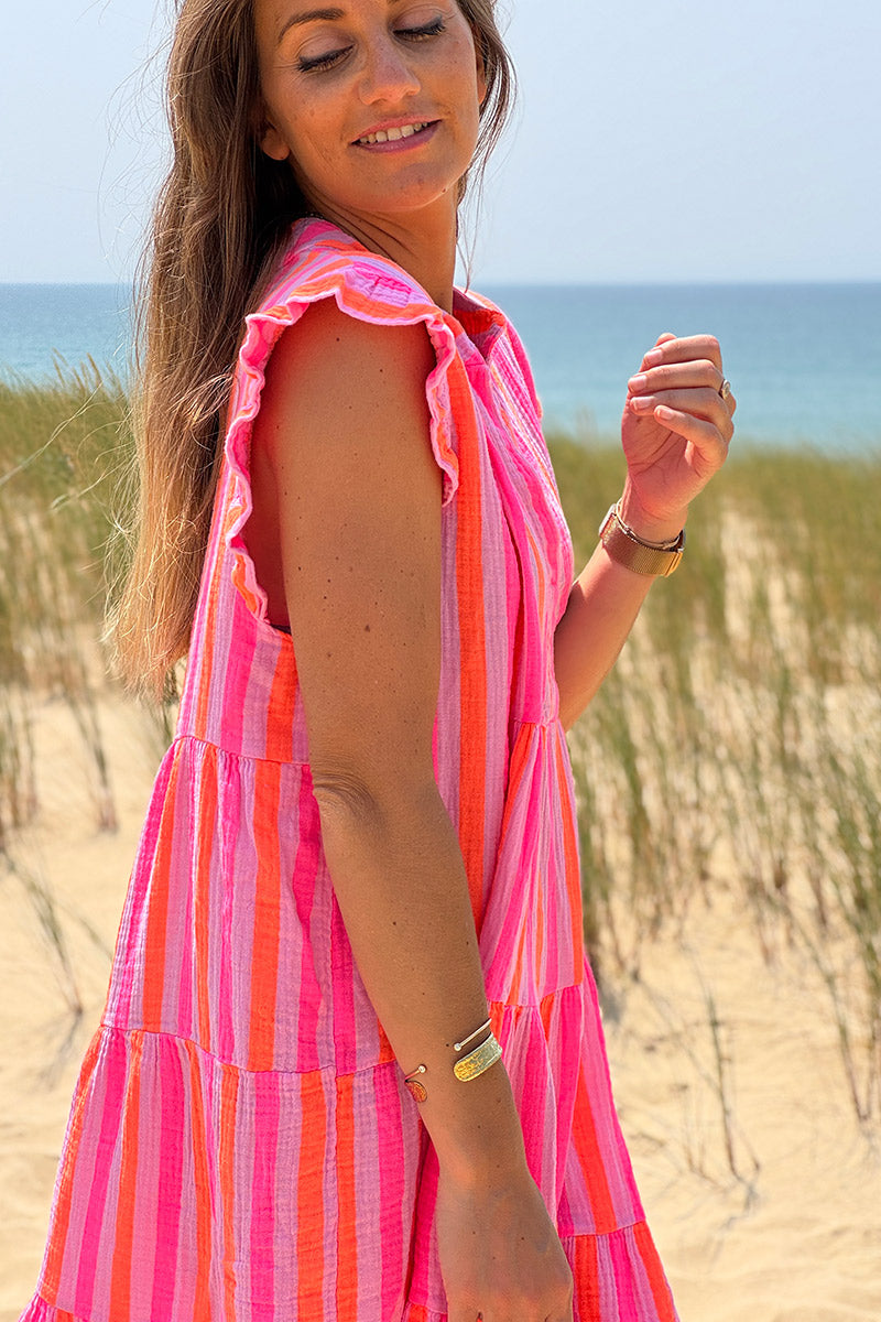 Hot Pink Striped Tunic Dress