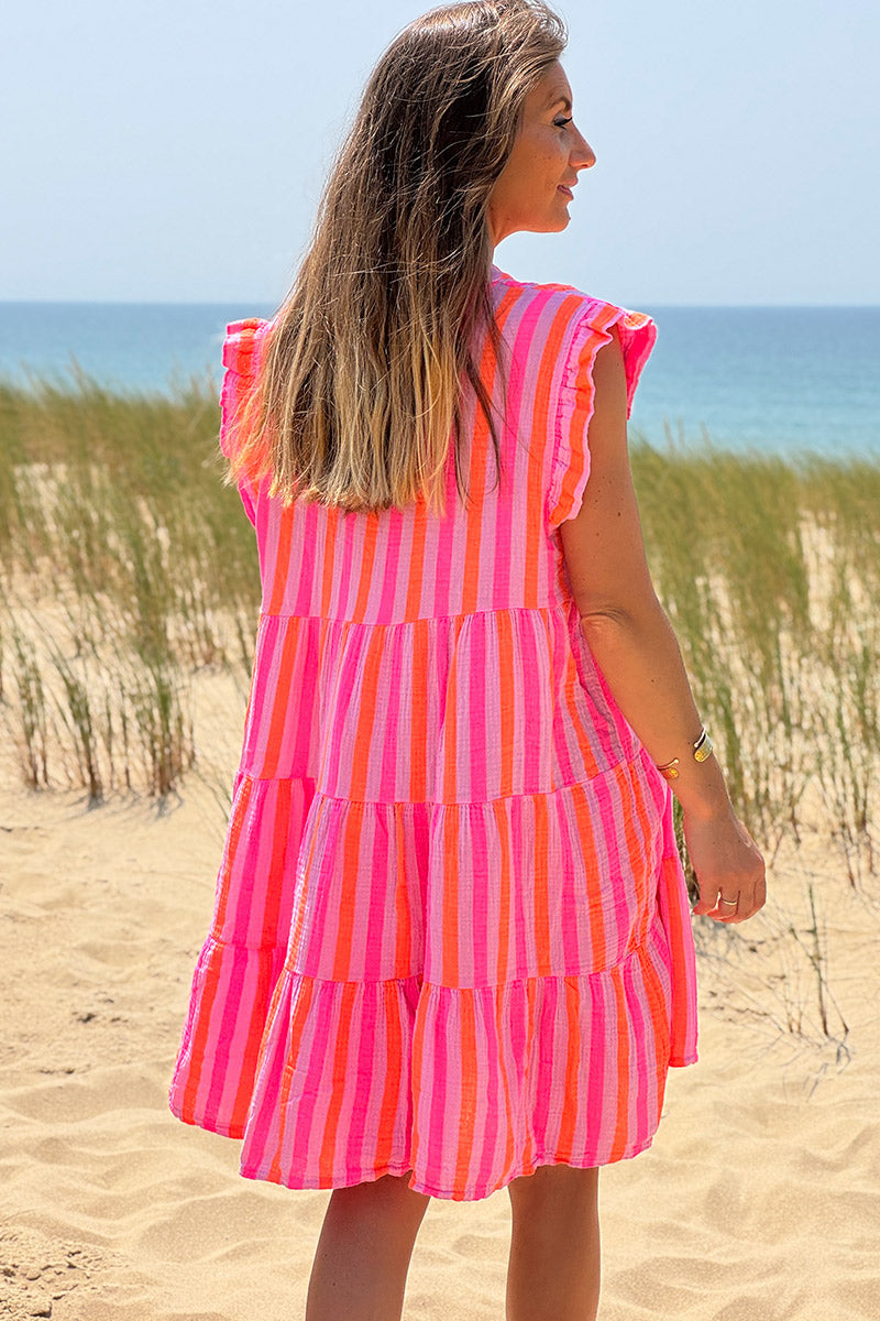 Hot Pink Striped Tunic Dress
